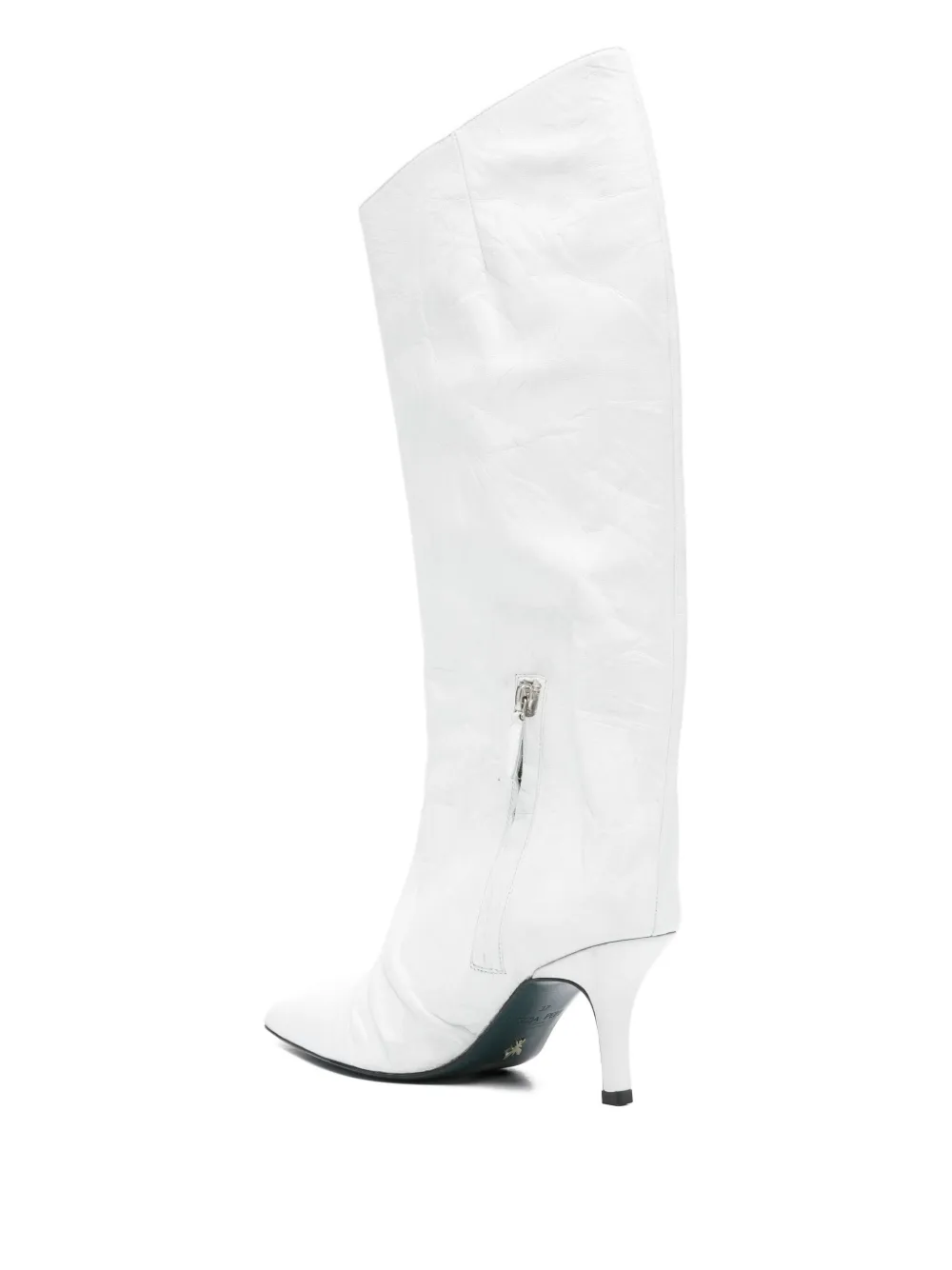 Patrizia Pepe 75 mm gekreukte laarzen met puntige neus Wit