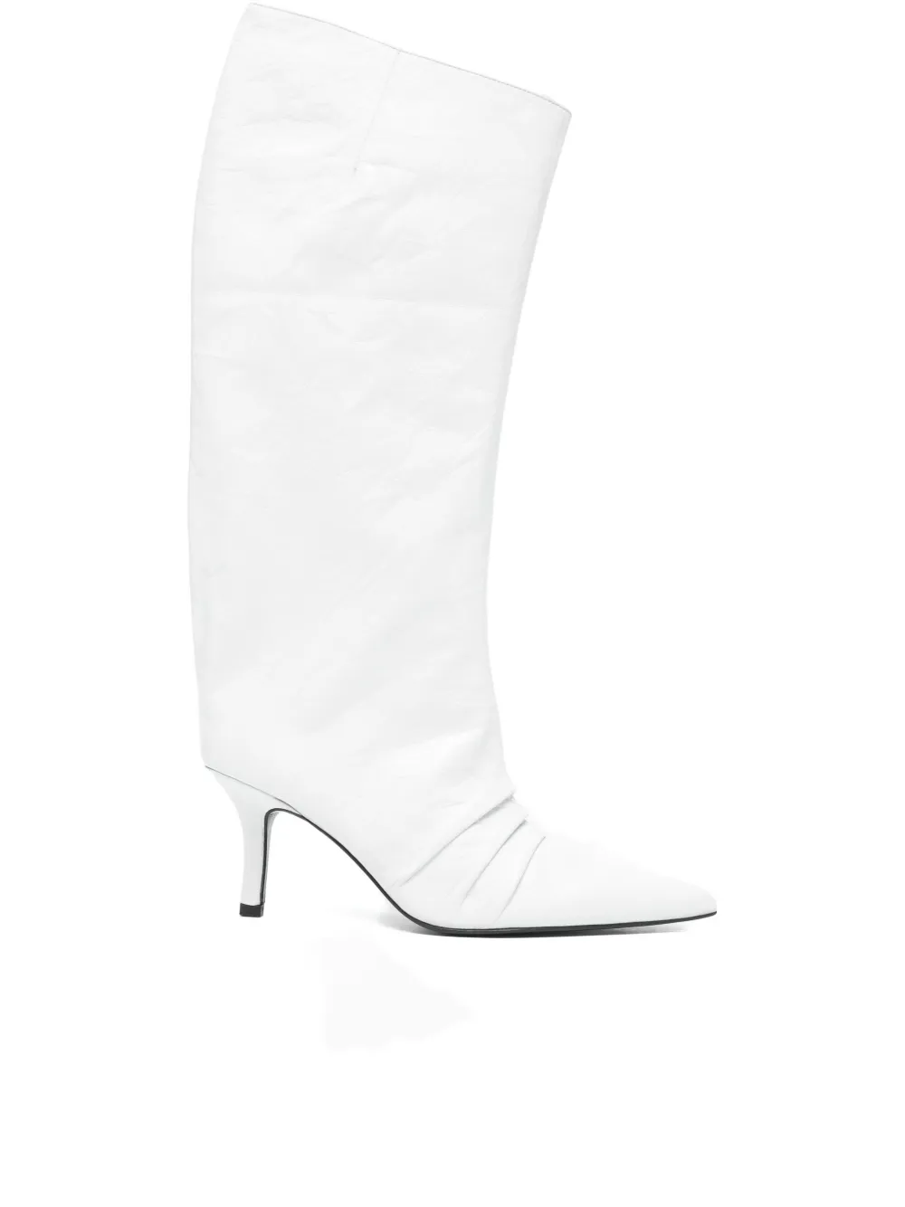 Patrizia Pepe 75mm Crinkle Pointed Boots In White