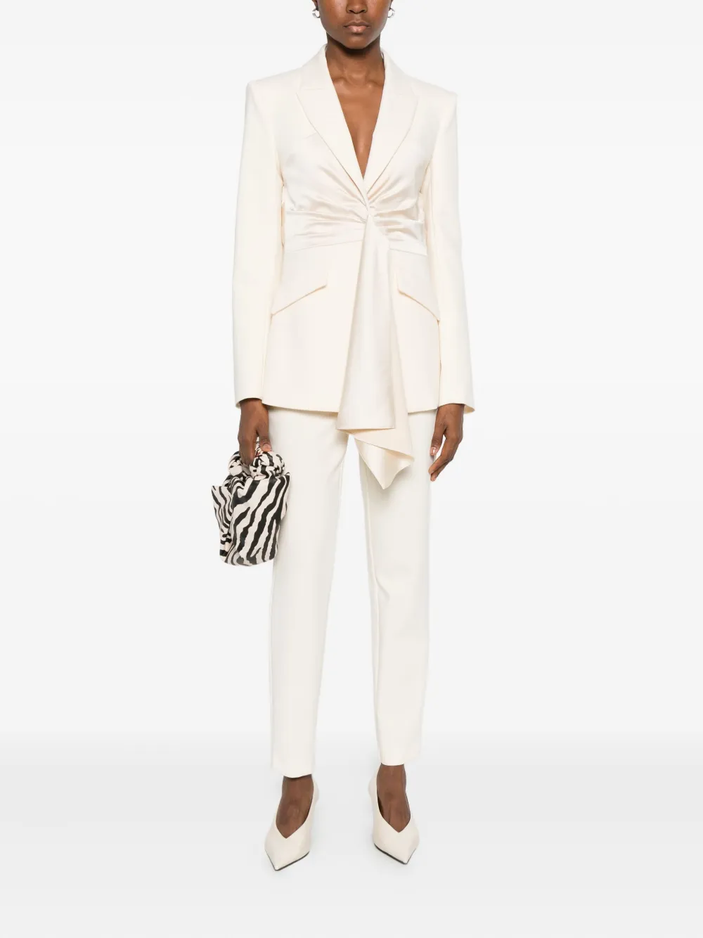 Patrizia Pepe Draping Blazer In Neutral