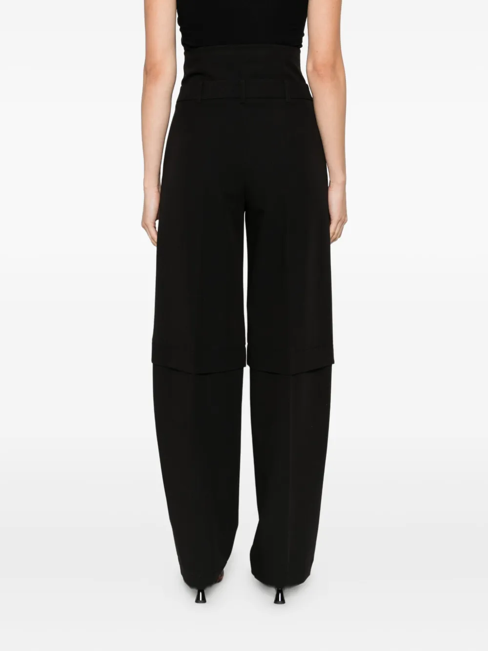 Patrizia Pepe Layered Trousers In Black