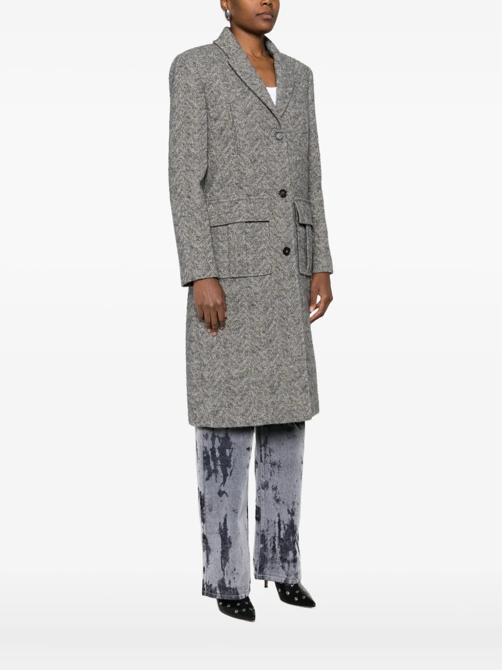 Patrizia Pepe Jas met visgraatpatroon Grijs