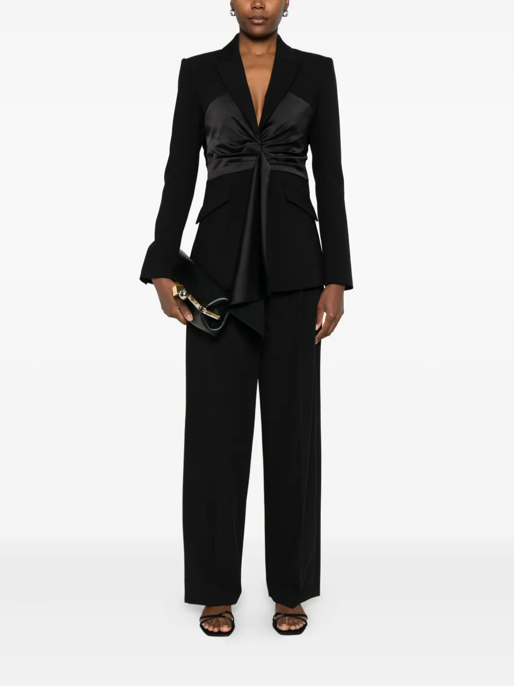 Patrizia Pepe Draping Blazer In Black