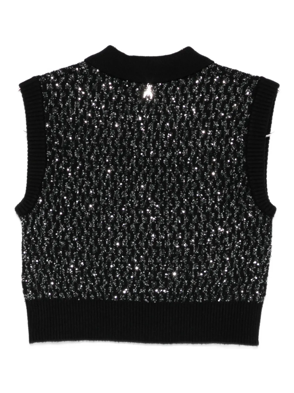 Patrizia Pepe Sequinned Knitted Top In Black