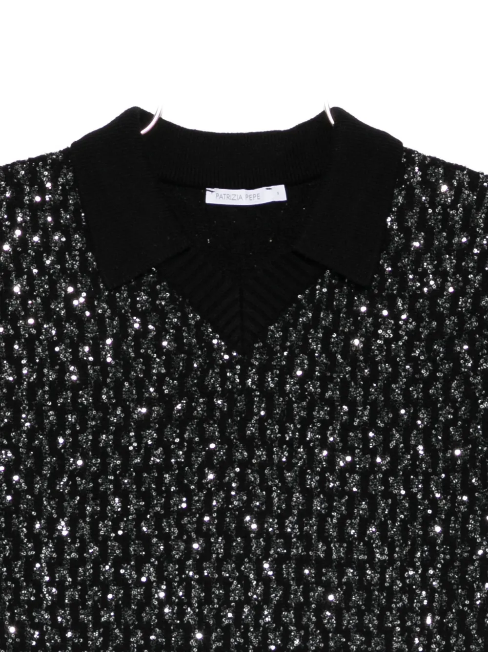 Patrizia Pepe Sequinned Knitted Top In Black