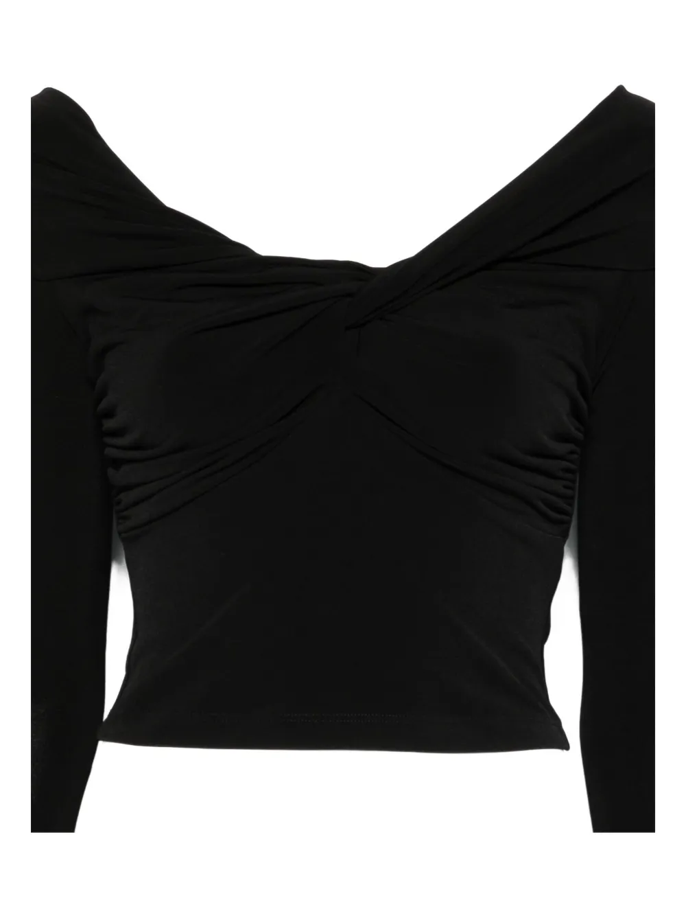 Patrizia Pepe Cropped Long-sleeved T-shirt In Black