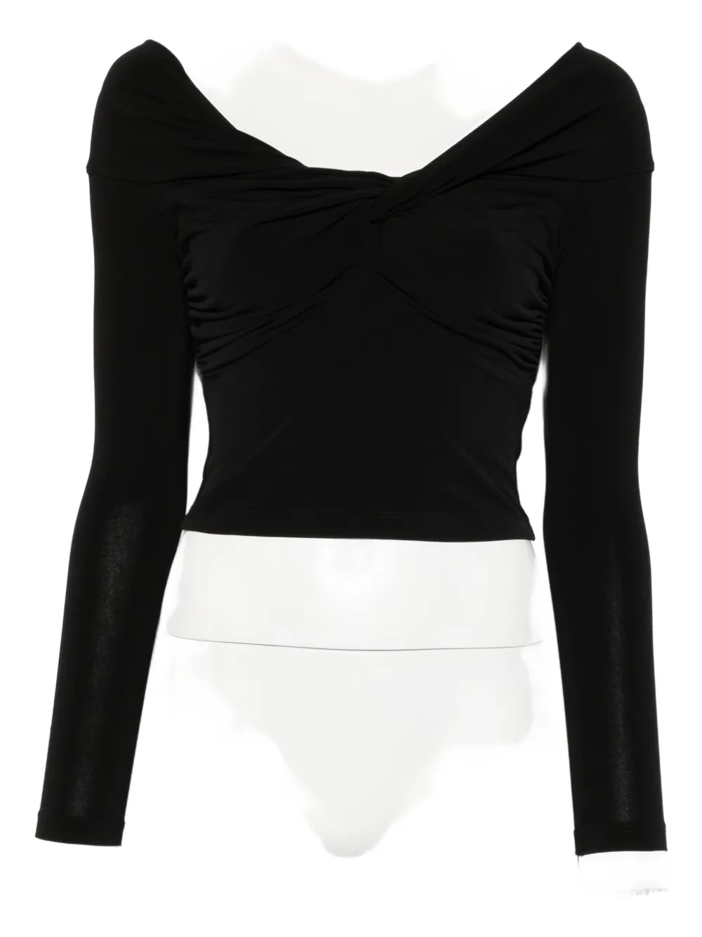 Patrizia Pepe cropped long-sleeved t-shirt | Black | Image 1