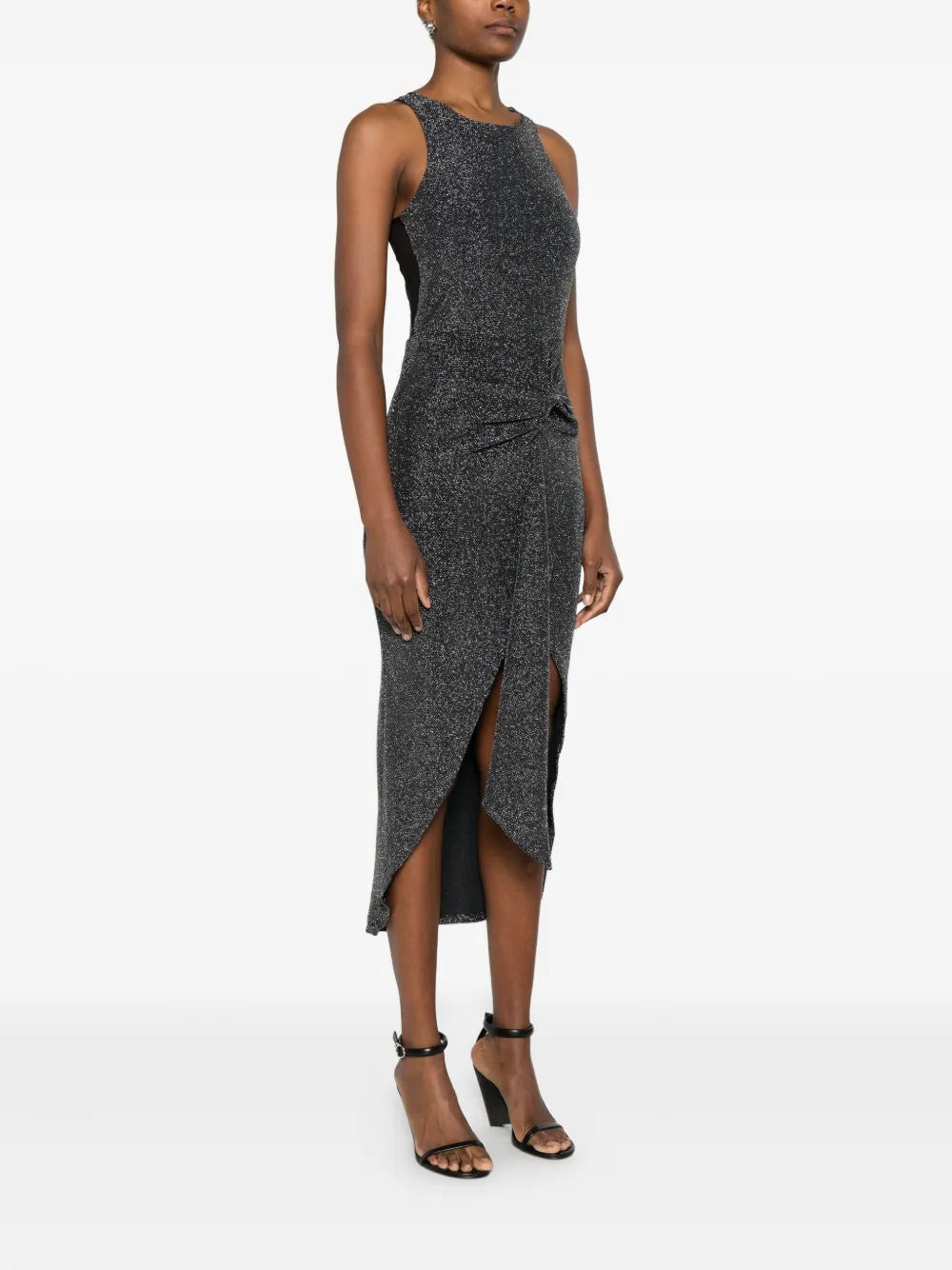 Patrizia Pepe Draped Midi Dress In Gray