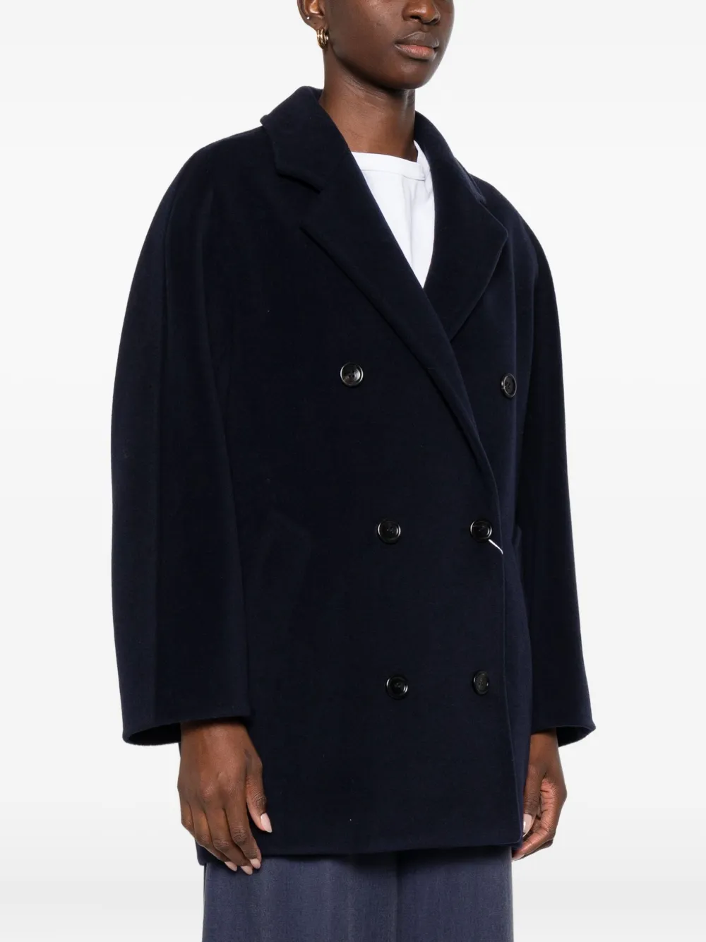 Max Mara Double-breasted Coat In Blue