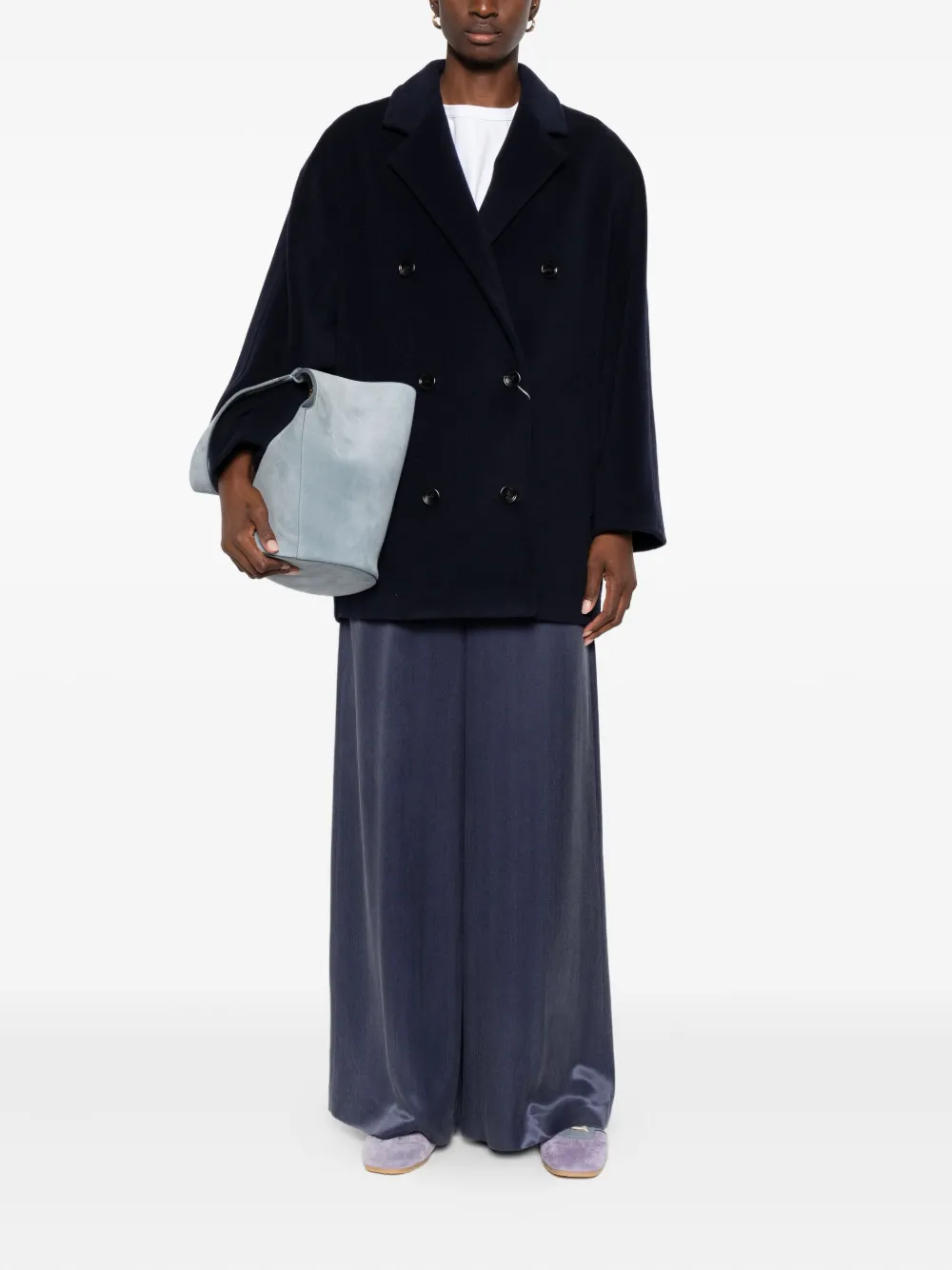 Max Mara Double-breasted Coat In Blue
