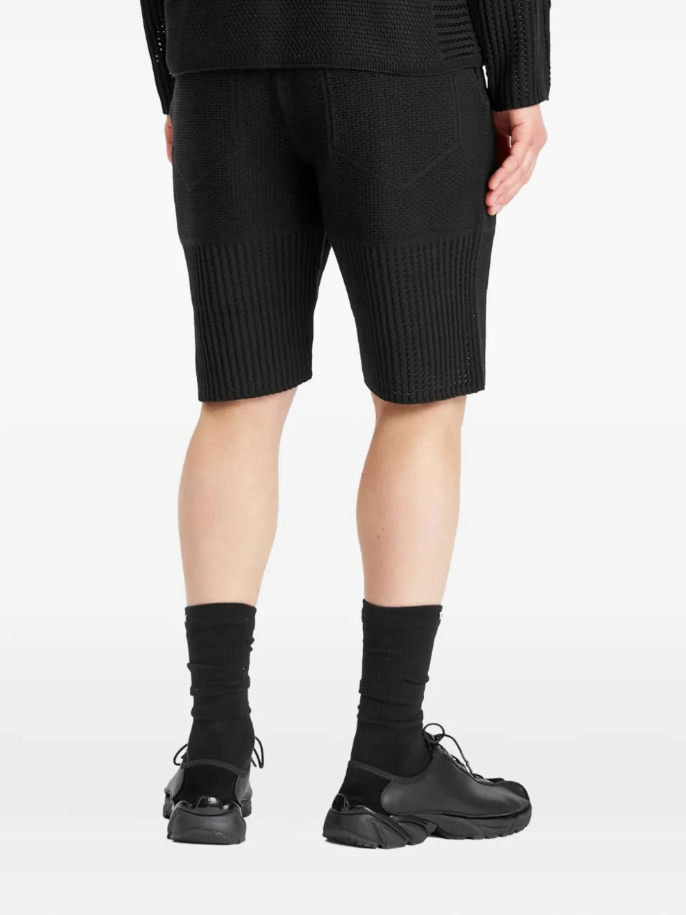 Issey Miyake Ribbed-knit Shorts In Black