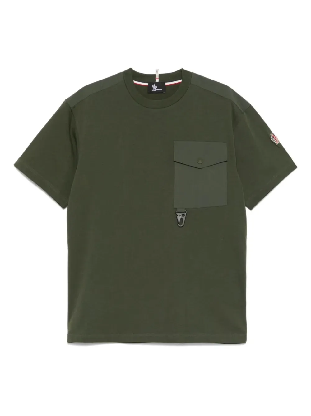 Moncler Logo Patch Cotton Pocket T-shirt In Green