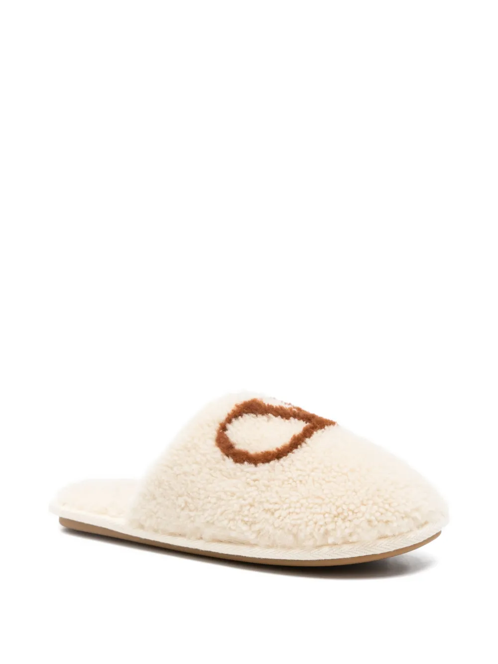 Valentino Garavani Lammy slippers met geborduurd logo - Wit
