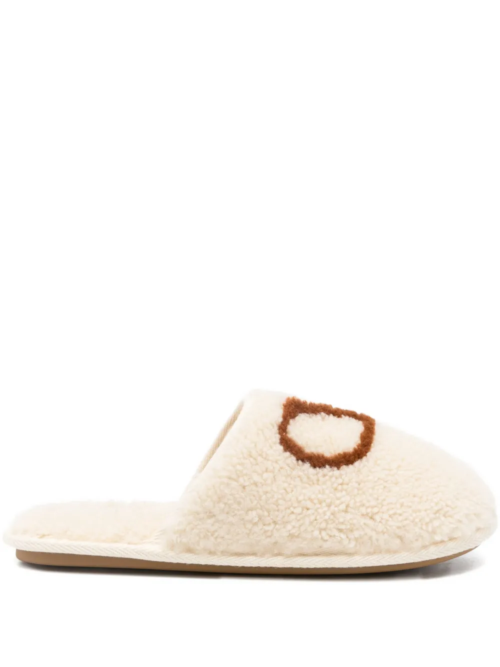 Valentino Garavani Lammy slippers met geborduurd logo Wit