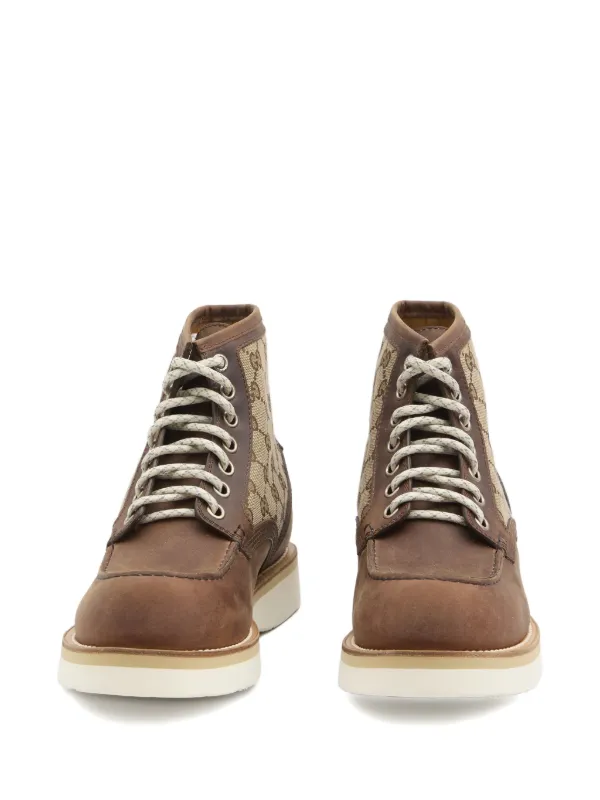 Gucci GG Monogram lace-up Boots | Brown | FARFETCH