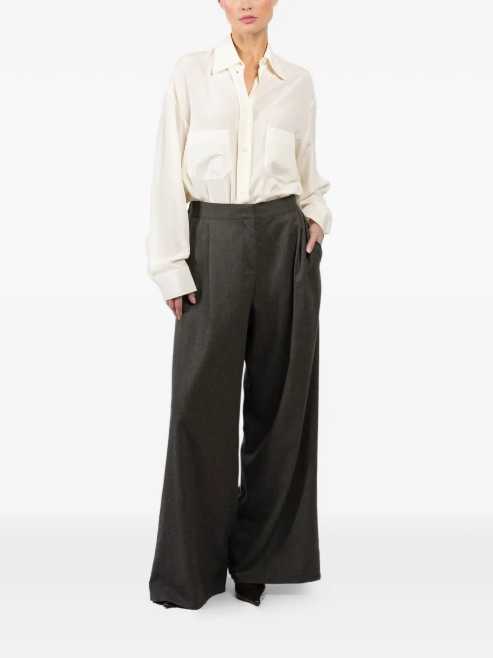 Dusan pleated wide-leg pants - Grijs