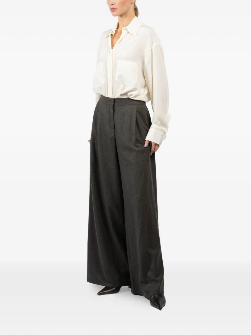  Dusan Pleated Wide-leg Pants - Grey 