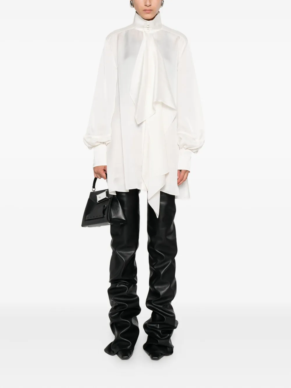 Sacai ruffled high-neck blouse - Wit