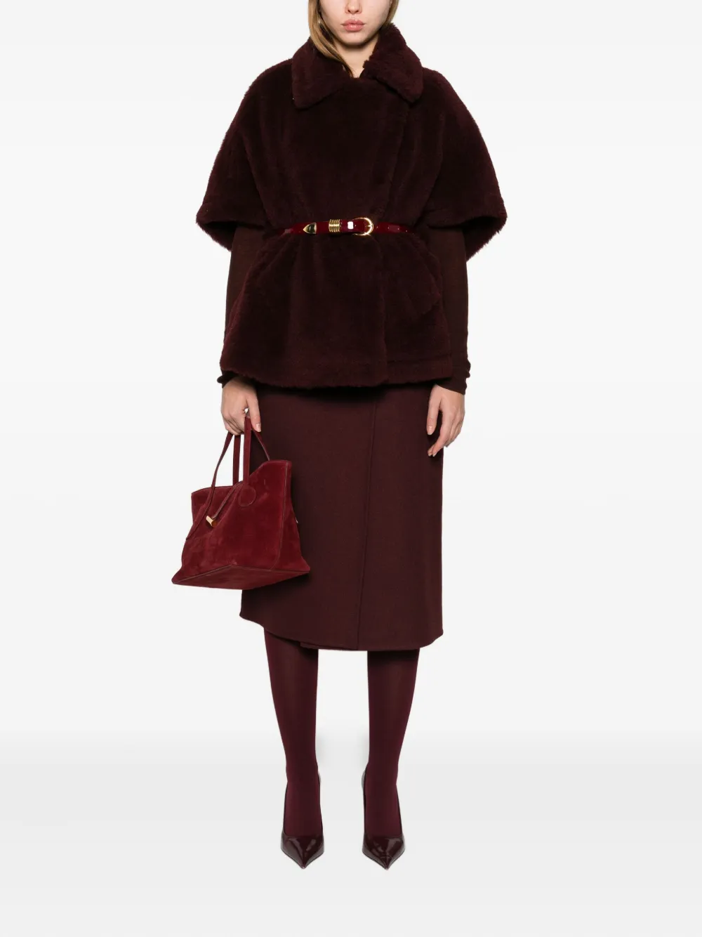 Max Mara Tebe Cape In Red
