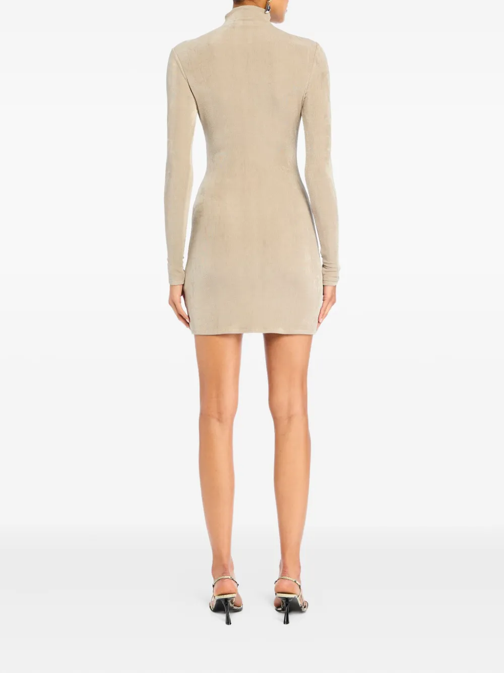 Ser.o.ya Nara High-neck Long-sleeve Mini Dress In Neutral