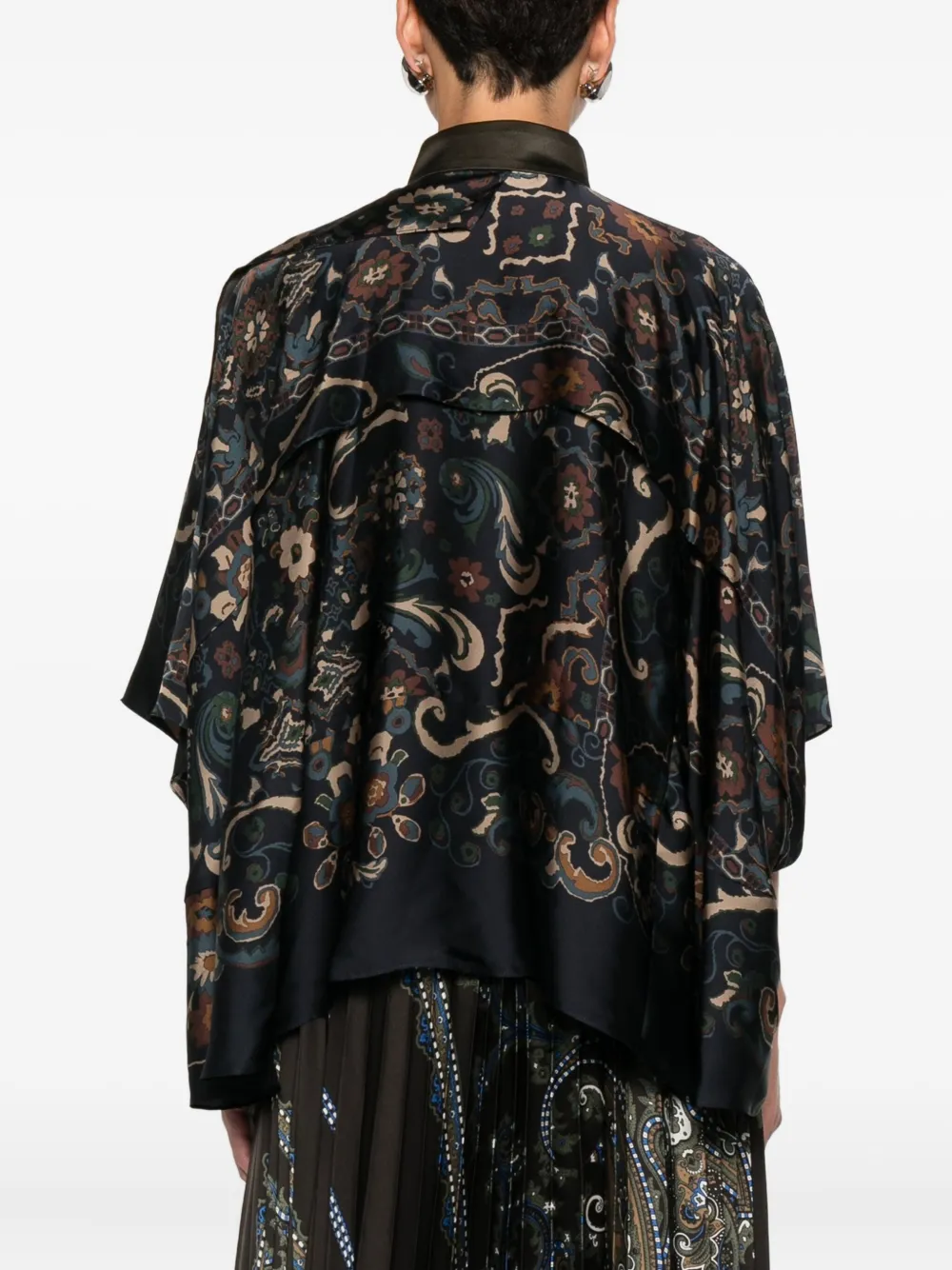 sacai Gelaagde blouse met paisley-print Blauw