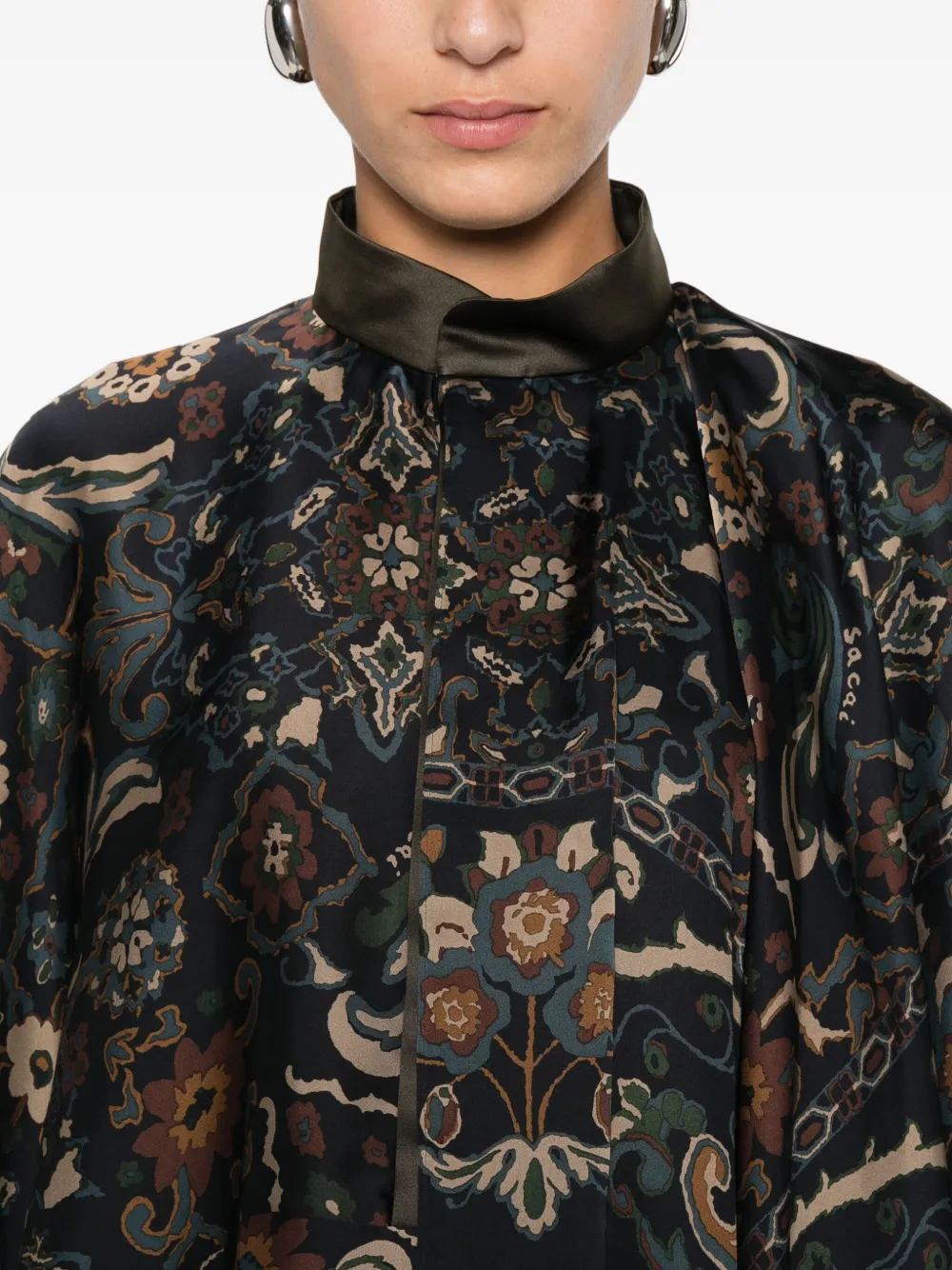 sacai Gelaagde blouse met paisley-print Blauw