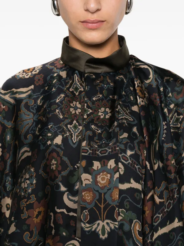Sacai paisley-print Layered Blouse | Blue | FARFETCH
