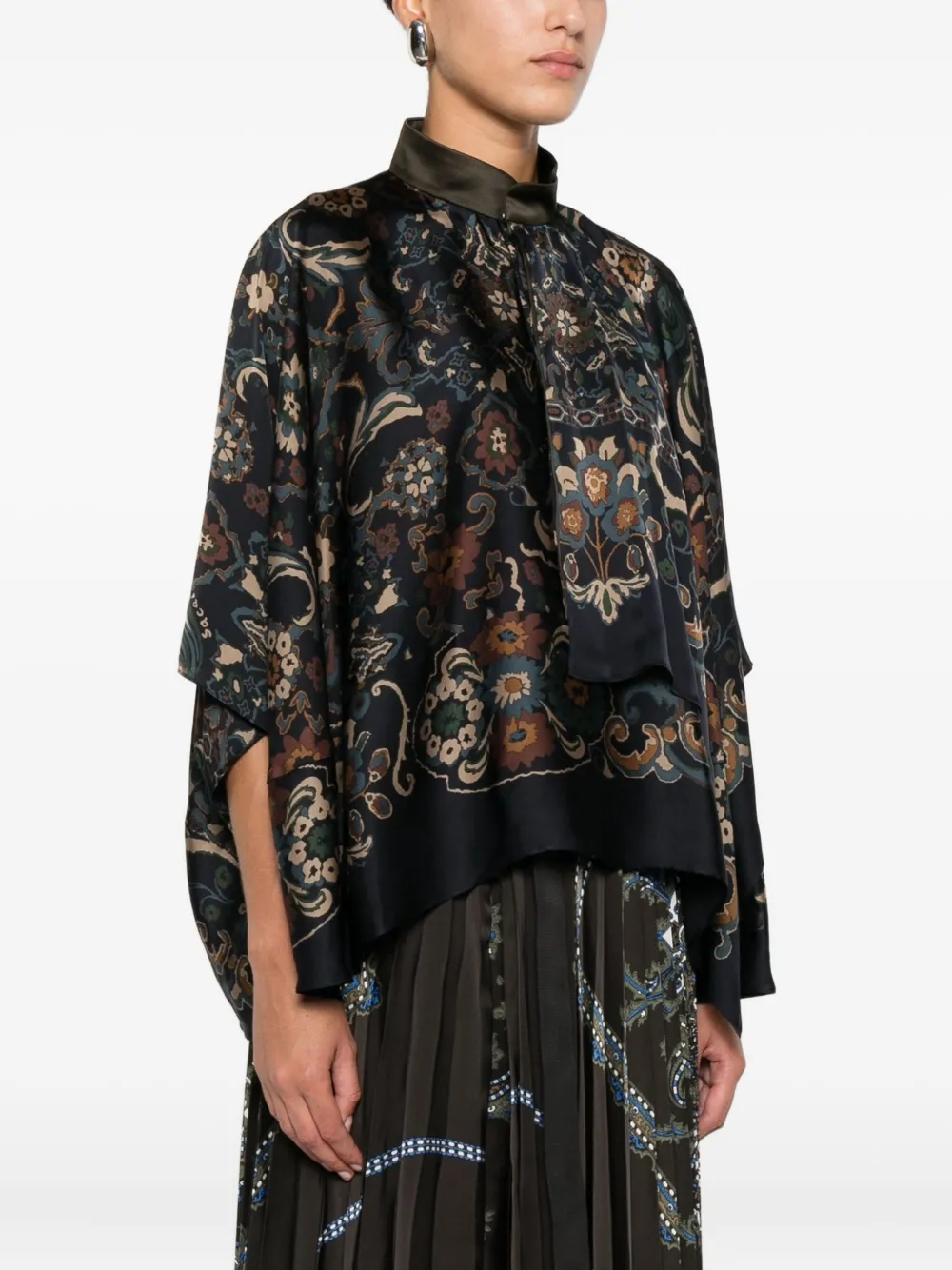 sacai Gelaagde blouse met paisley-print Blauw