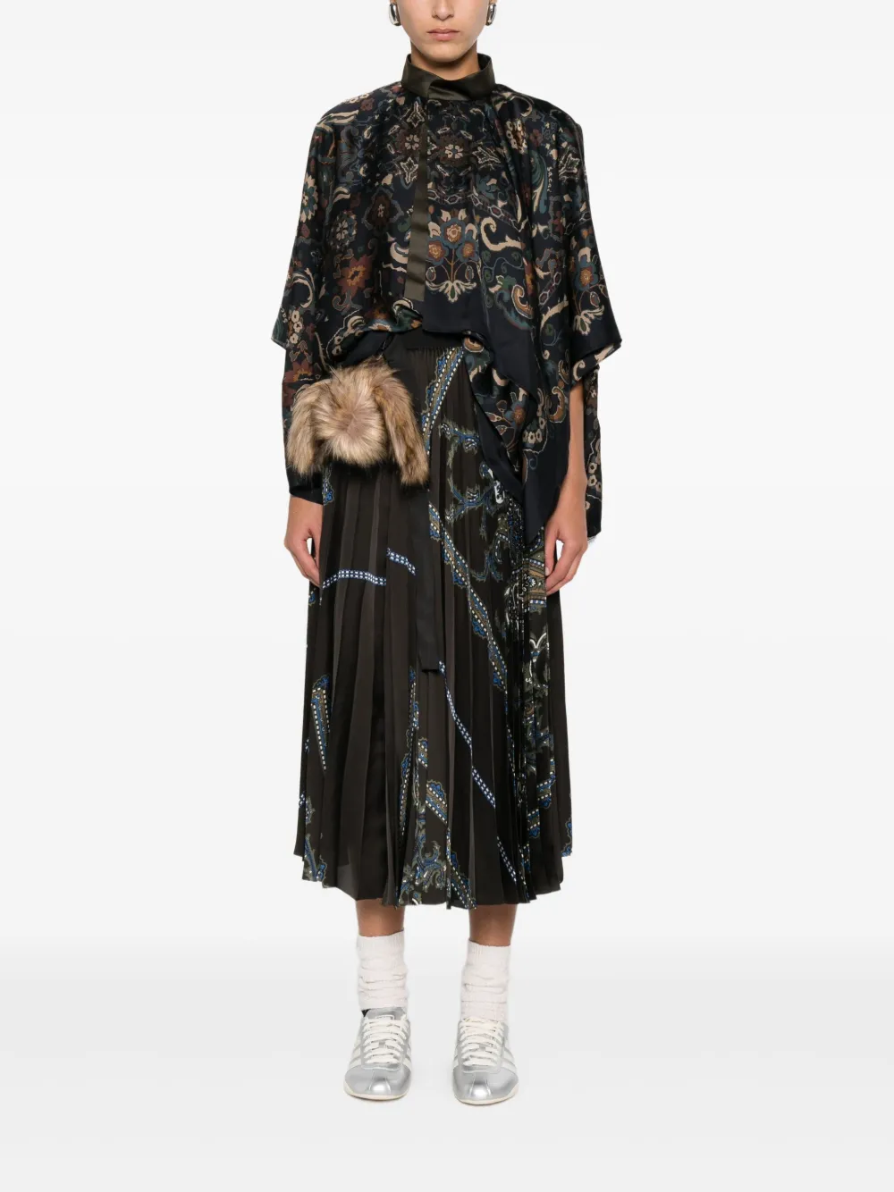 Sacai paisley-print layered blouse - Blauw