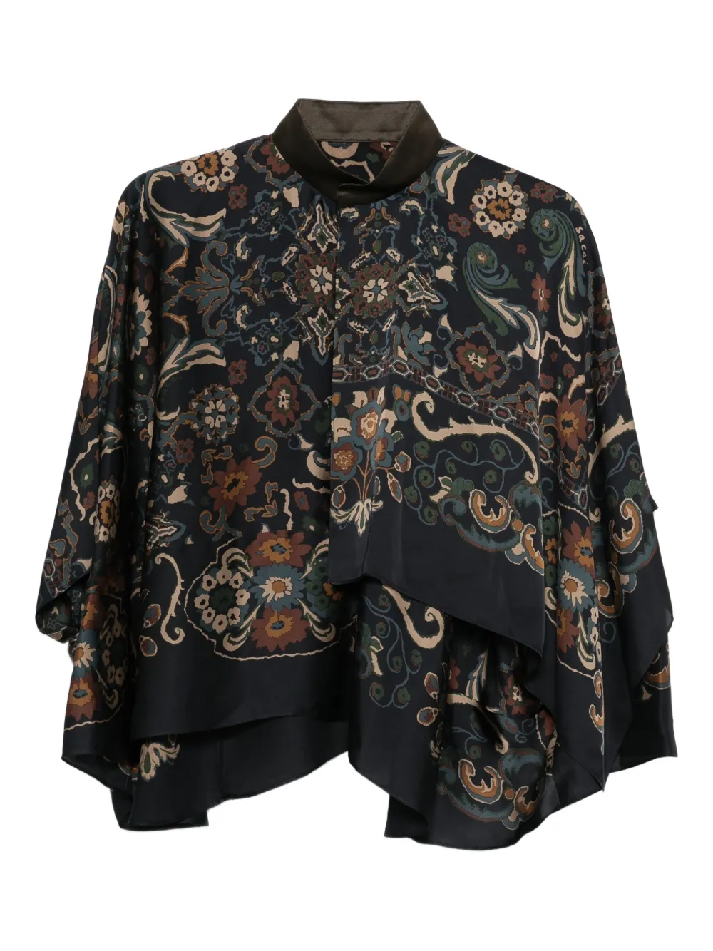 sacai paisley-print layered blouse - Blu