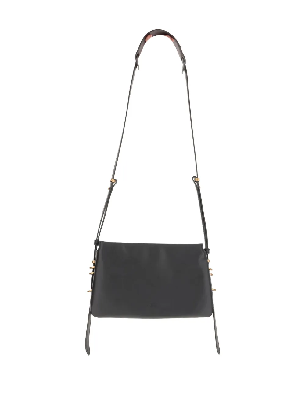 Pinko Mini Half Moon Baguette Leather Bag With Logo In Black