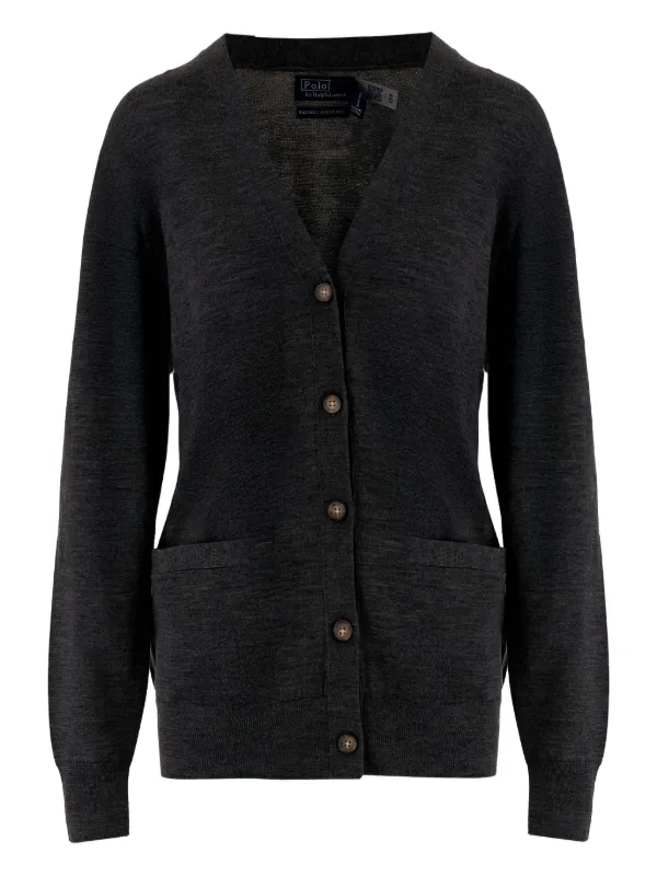 Polo Ralph Lauren Button-front Patch-pocket Cardigan in Grey