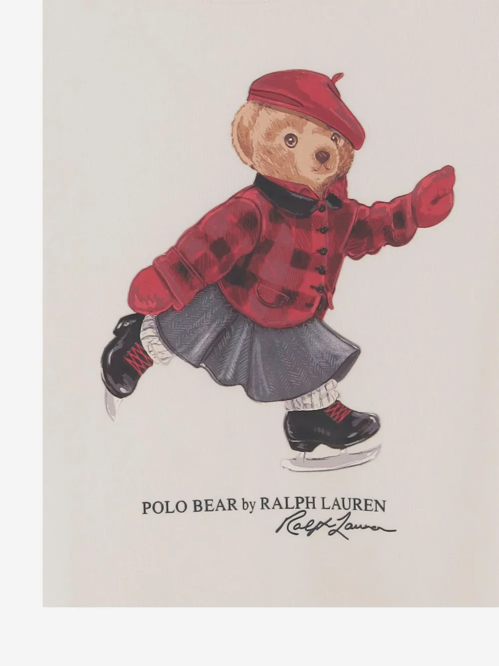 POLO RALPH LAUREN KIDS Jurk met beerprint en tulen afwerking Beige