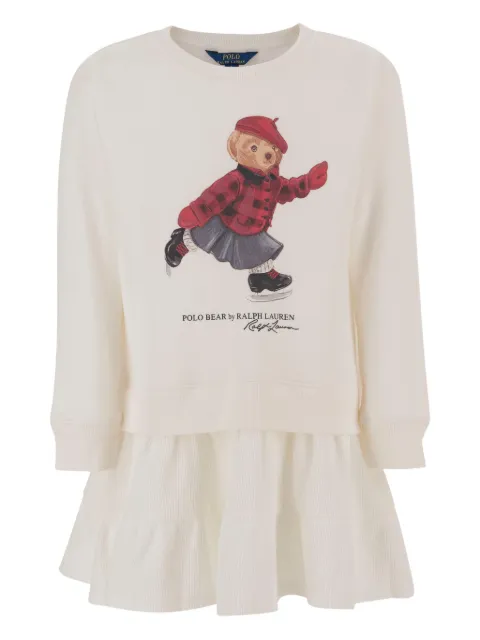 POLO RALPH LAUREN KIDS bear-print tulle-trimmed dress