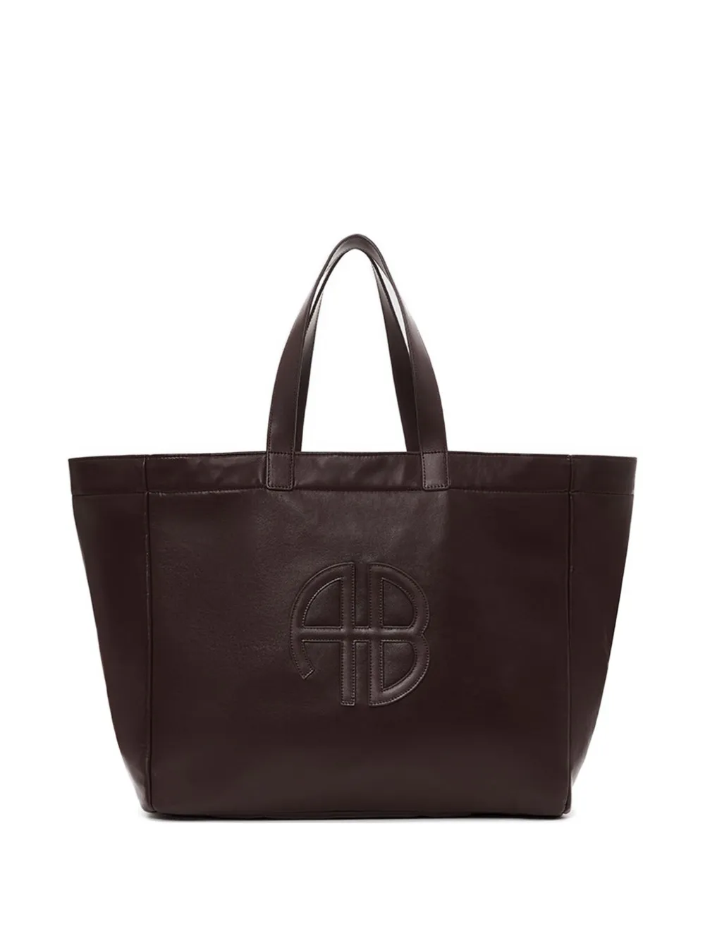 Anine Bing Large Rio Logo-plaque Leather Tote Bag In Brown