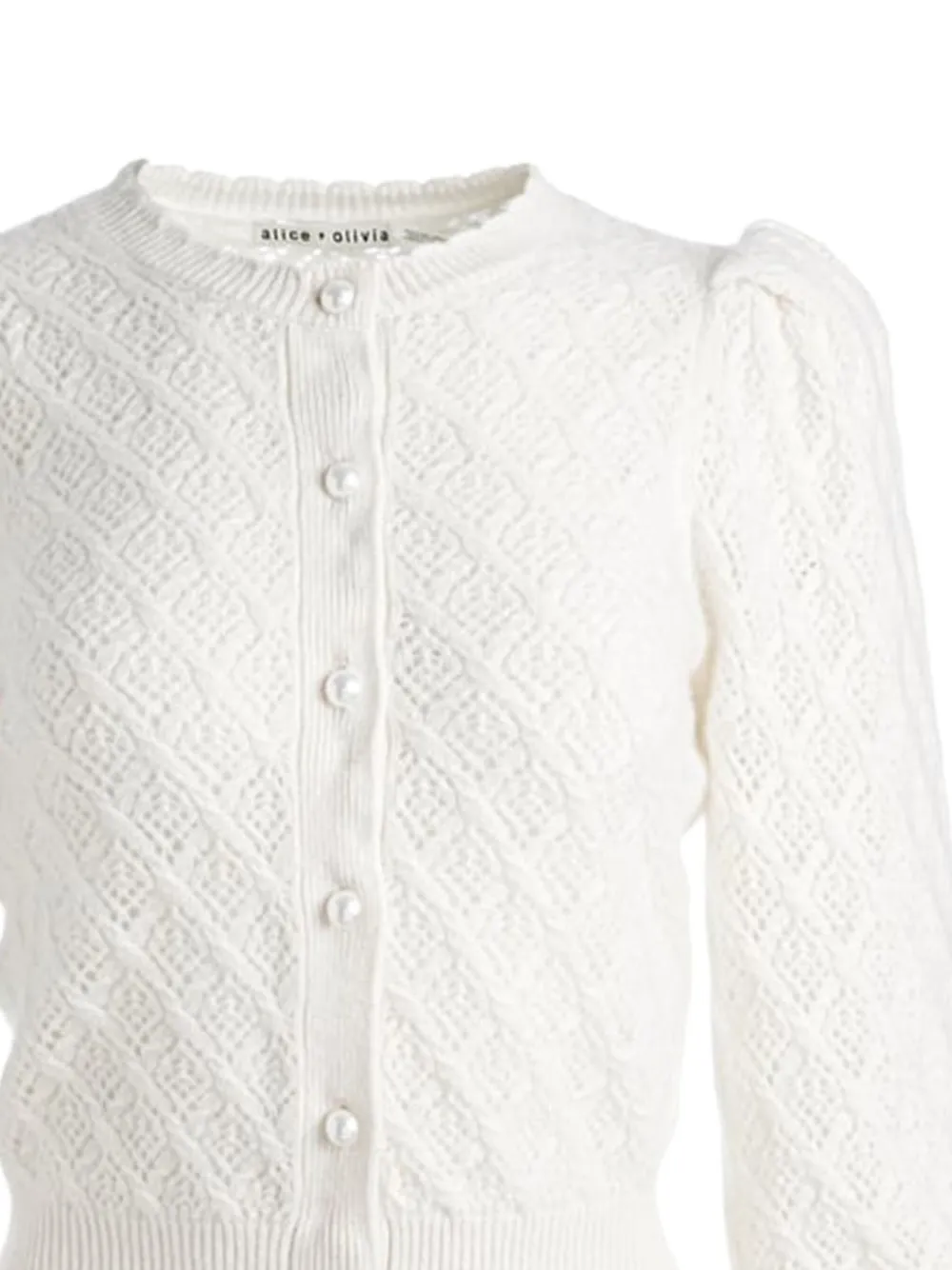 Alice And Olivia Diamond-pattern Cardigan In White