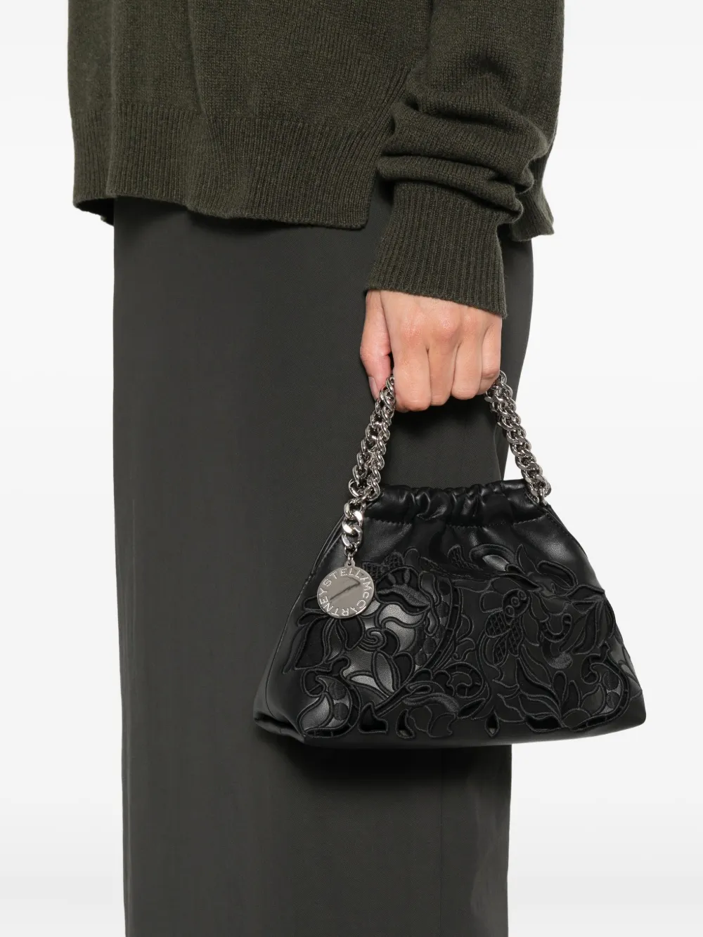 Stella McCartney Shopper verfraaid met bloemen - Zwart