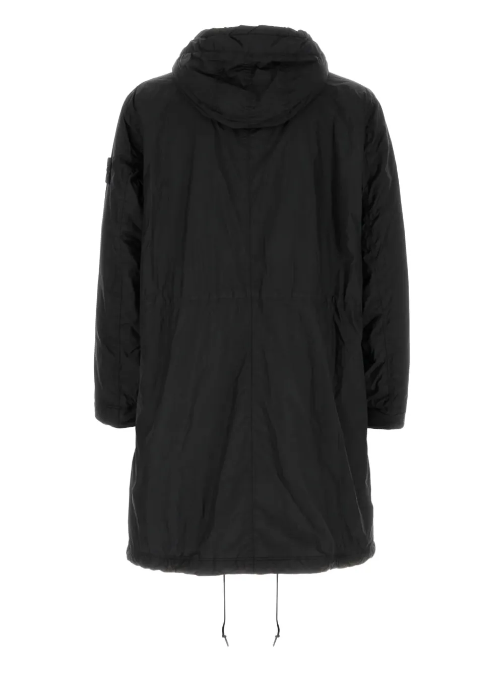 Stone Island Hooded Drawstring Hem Padded Parka In Black