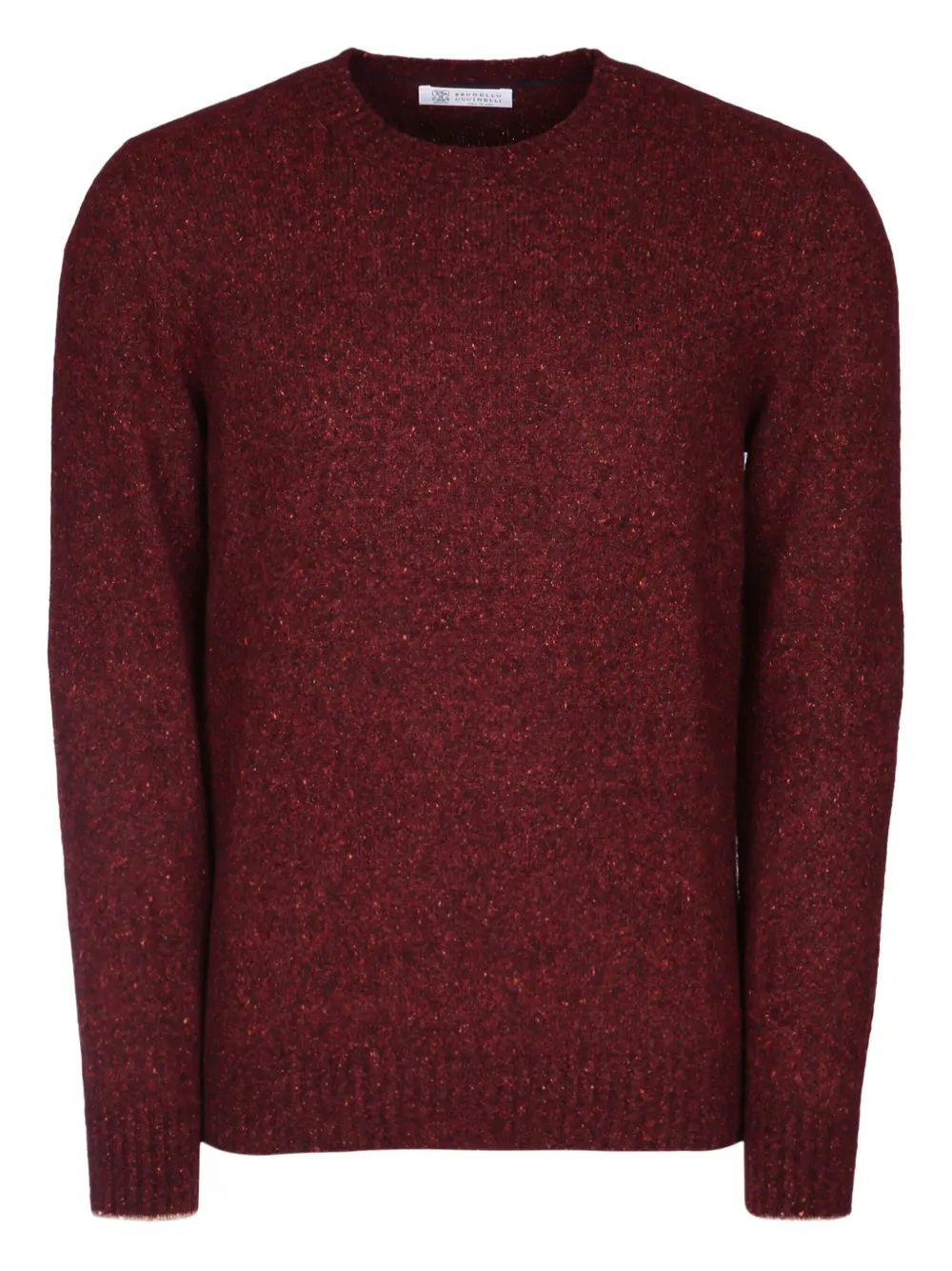 Brunello Cucinelli Textured Crew Neck Long Sleeve Sweater In Red