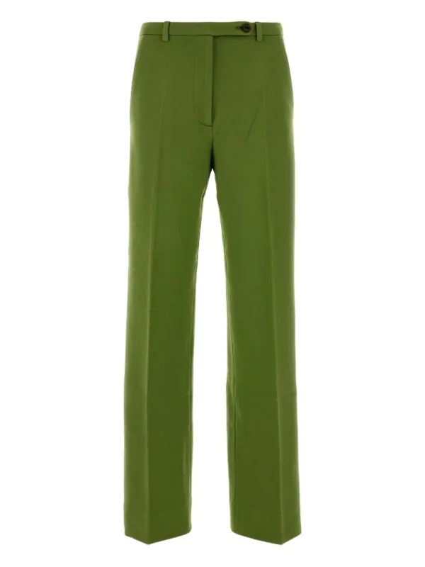 Miu Miu Logo-patch Trousers in Green