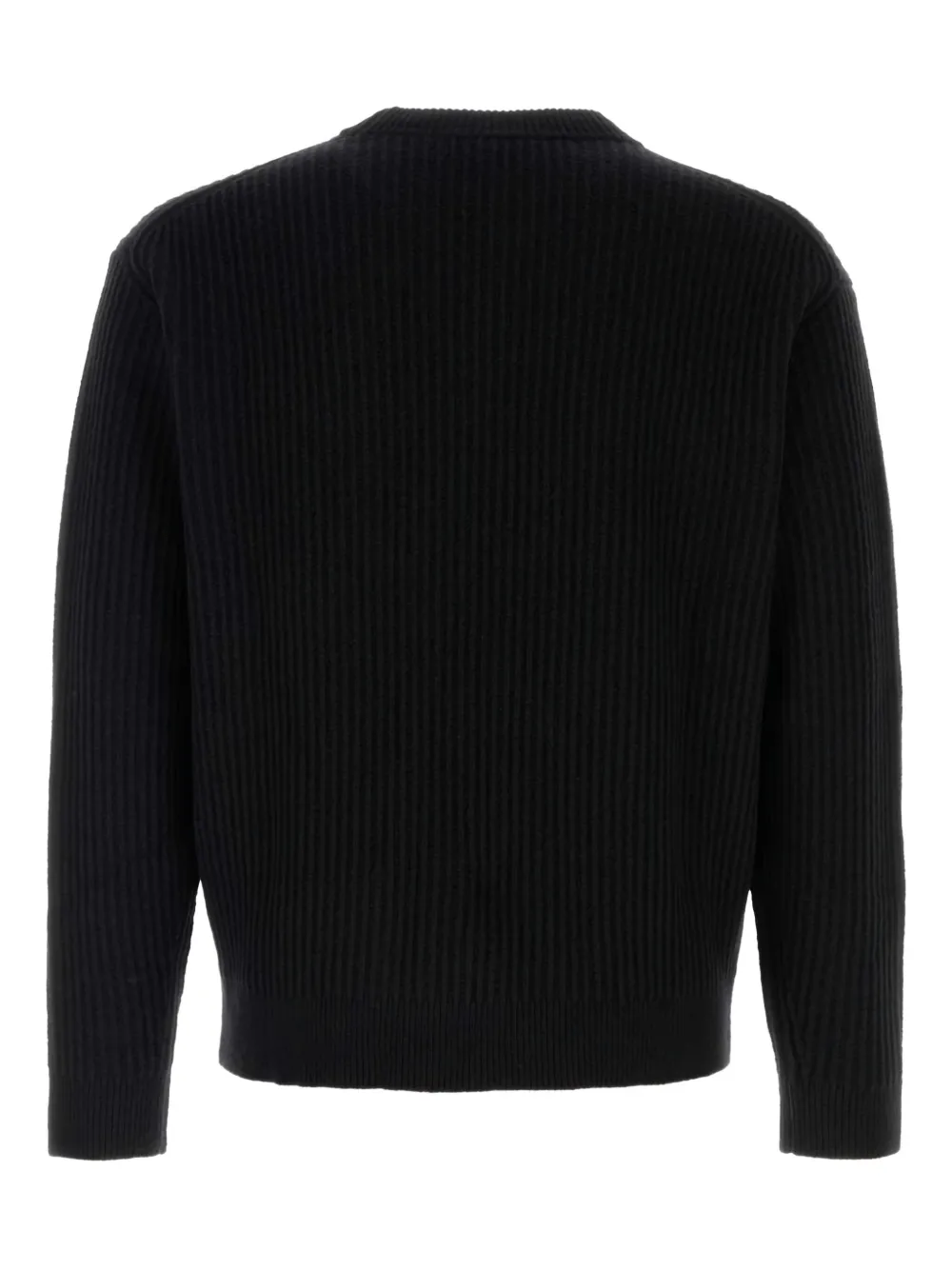 Maison Kitsuné fox-patch ribbed wool sweater - Zwart