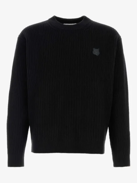 Maison Kitsuné fox-patch ribbed wool sweater