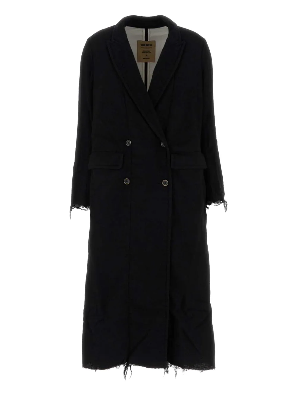 Uma Wang frayed-effect double-breasted coat | Black | Image 1