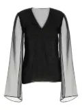 Alberta Ferretti sheer-sleeve silk blouse - Black