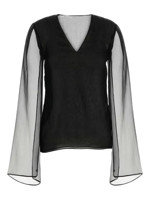 Alberta Ferretti sheer-sleeve silk blouse