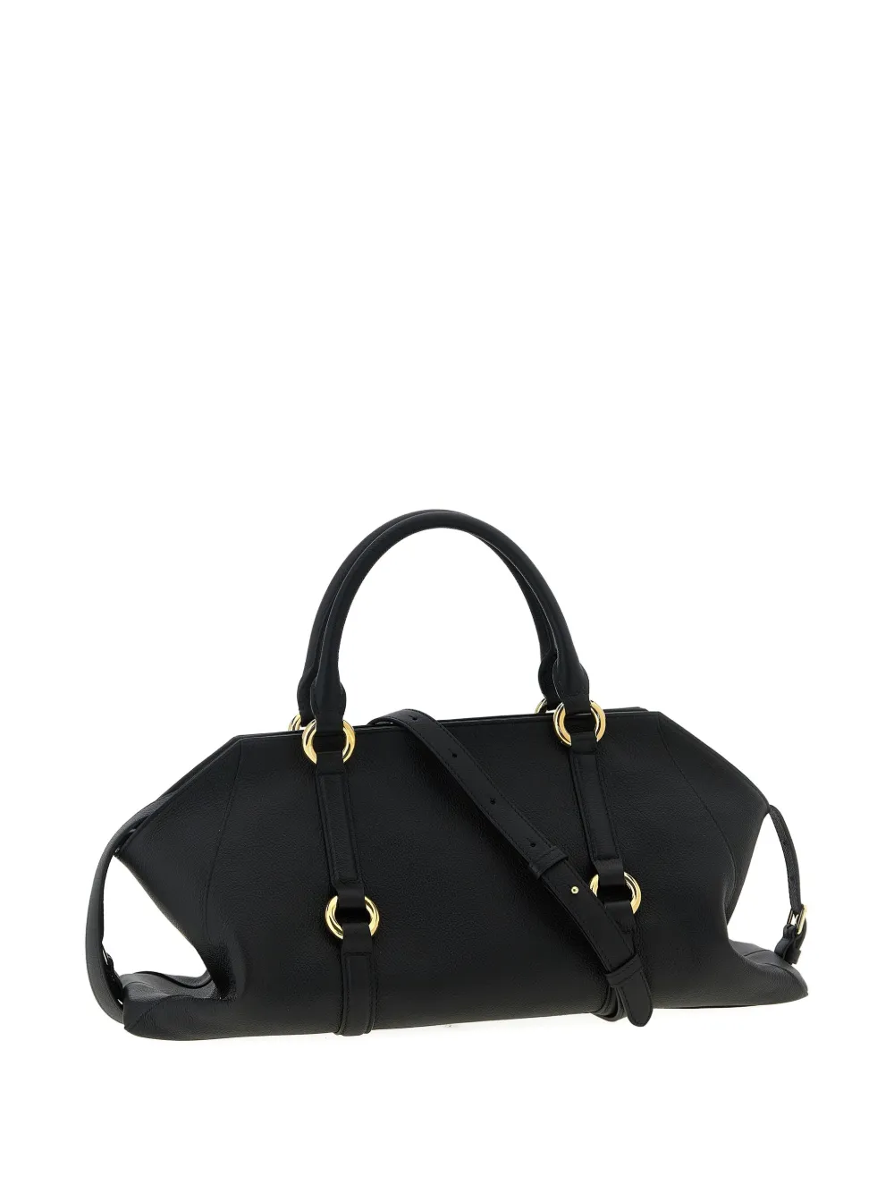 Alexander McQueen Farrington ring-detail leather tote bag - Zwart