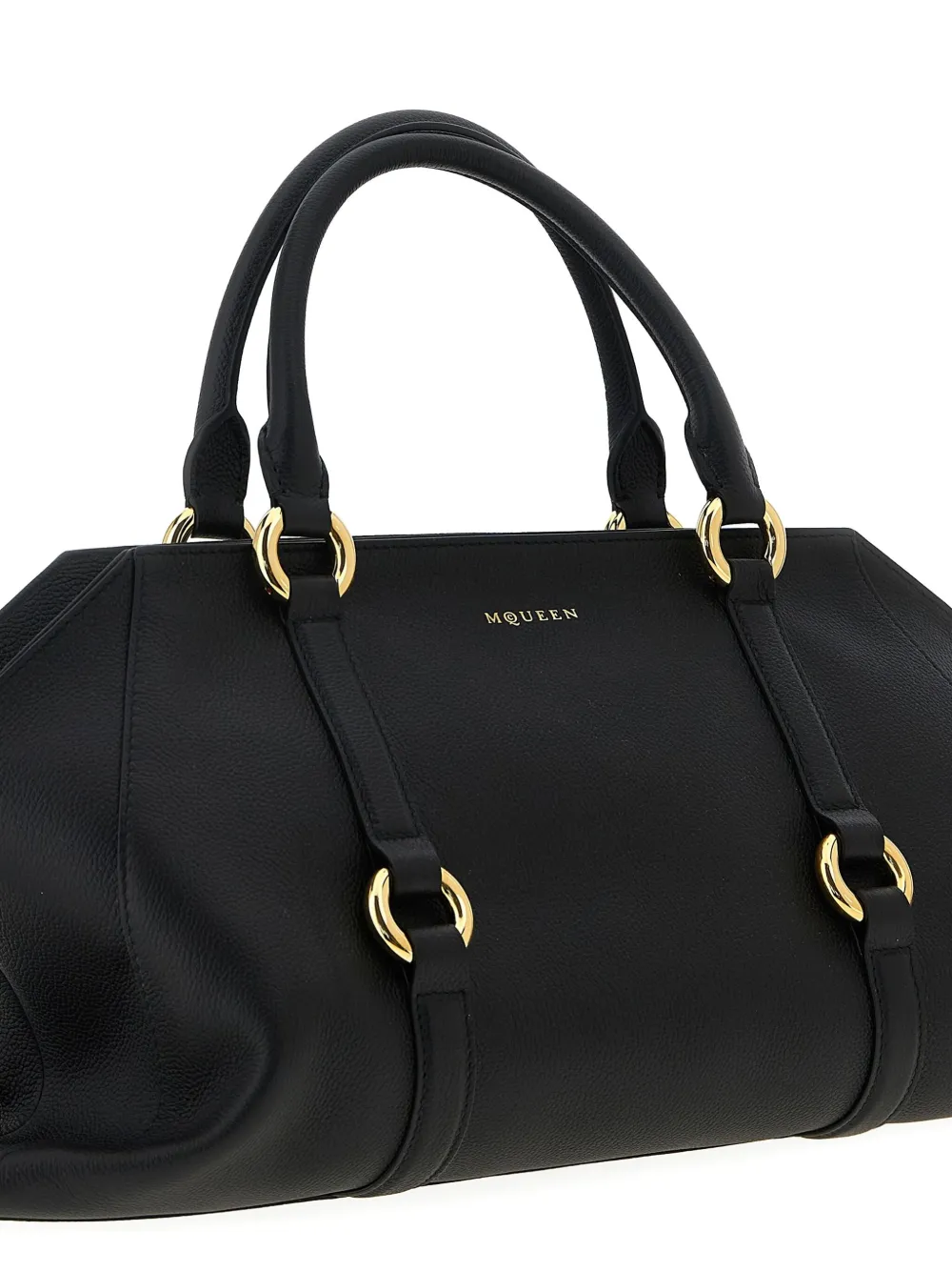 Alexander Mcqueen Farringdon Medium Elongated Calf Leather Shoulder Bag In Black