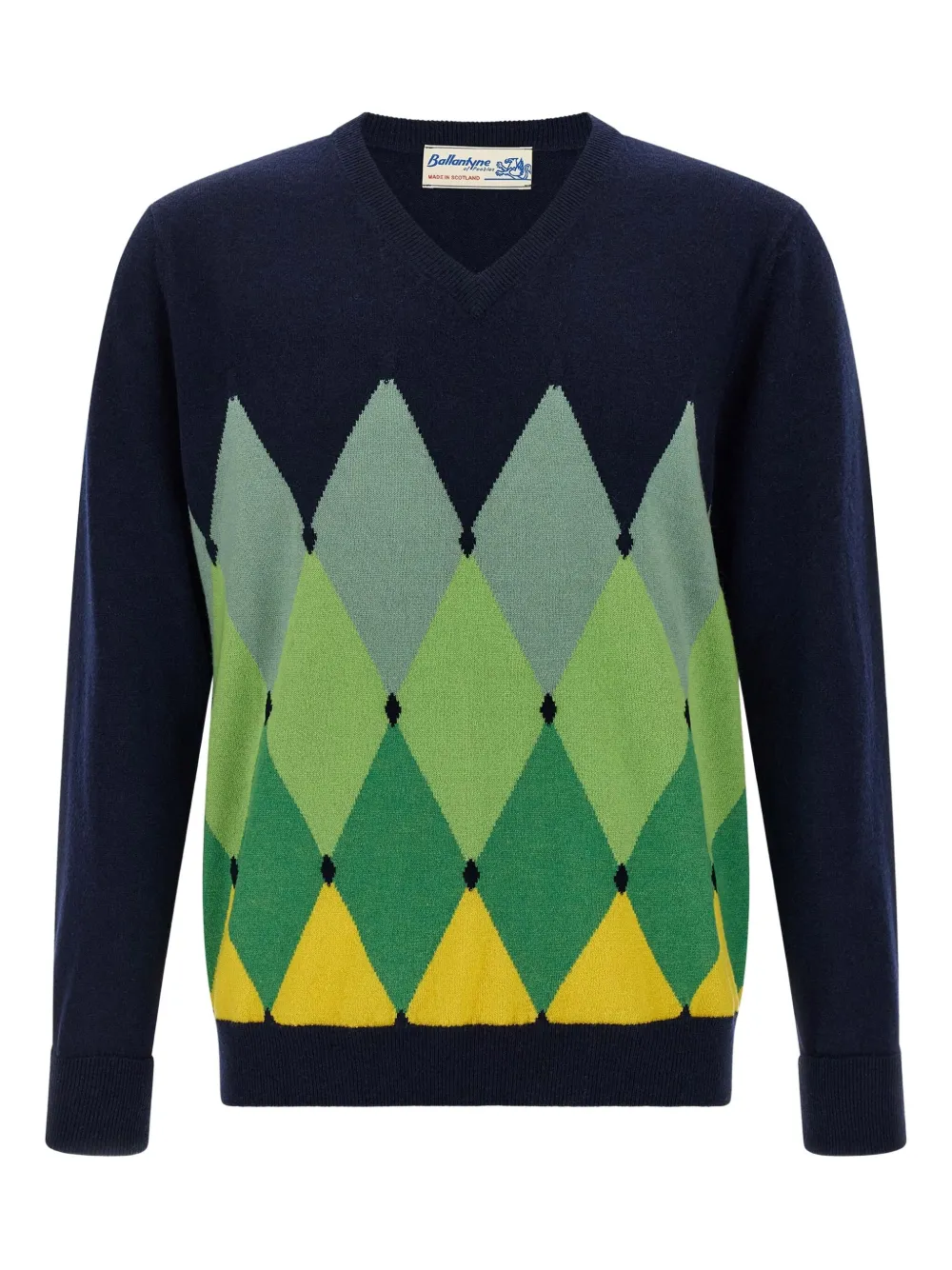 Ballantyne Argyle V-neck cashmere sweater | Blue | Image 1