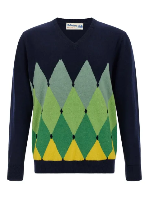 Ballantyne Argyle V-neck cashmere sweater
