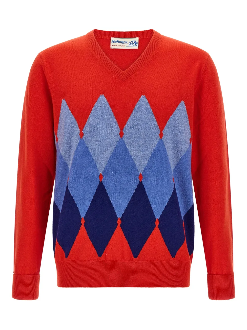 Ballantyne argyle jacquard cashmere sweater | Red | Image 1