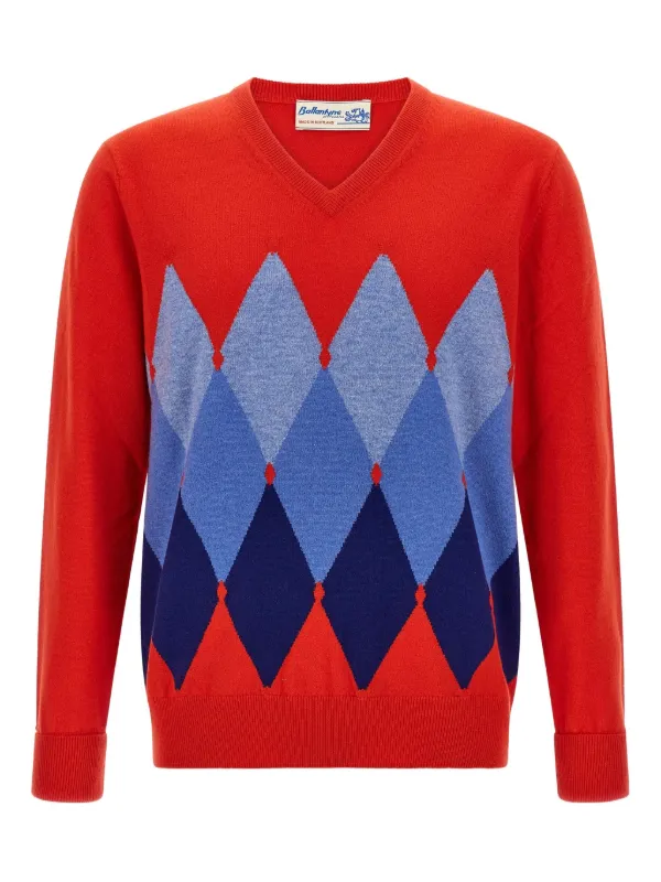 Ballantyne Maglione a Rombi Jacquard In Cashmere Rosso FARFETCH IT